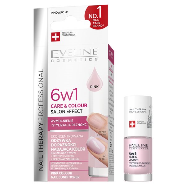Eveline Nail Therapy 6in1 Care & Colour Nail Conditioner - Pink 5ml - Image 3