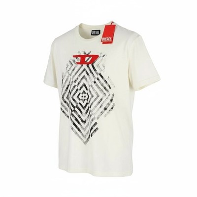 DIESEL T-Diegor-C16 Men T-Shirt L Off White Short Sleeved Crew