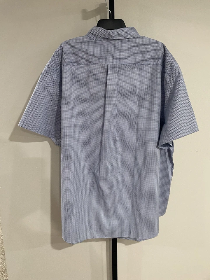 Camisa de viaje inteligente para hombre 4XB botón GRANDE hombre sin planchar AZUL NEGRO A CUADROS NUEVA $59.50 Foto 4 de 4