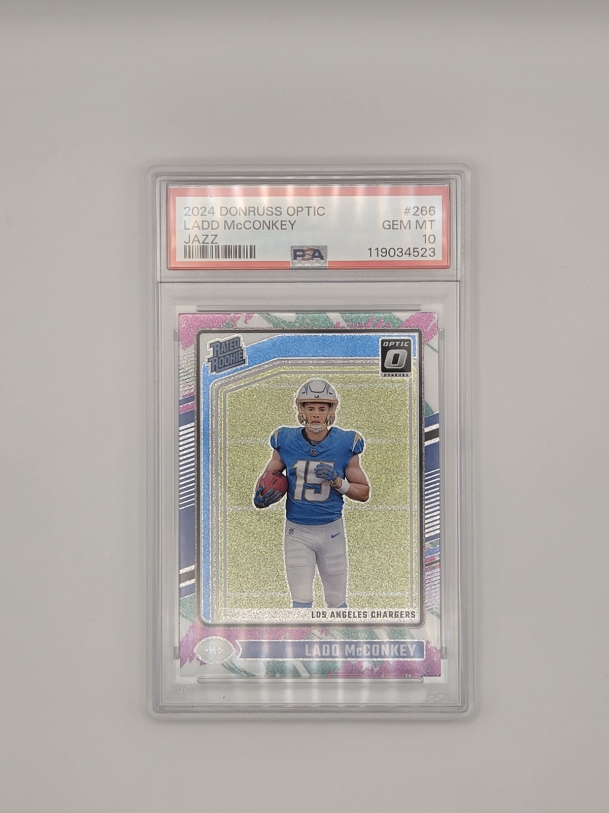 2024 Panini Donruss Optic - Rated Rookie Ladd McConkey #266 Jazz Prizm (RC)