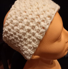 Stirnband handgestrickt natur 2 Boston Wolle, Polyacryl