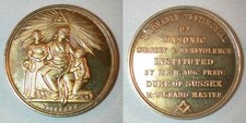 1830 Great Britain Bronze Gilt Medal Freemason Masonic Charity  Benevolence