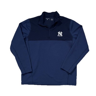 Mens Antigua Blue Quarter Zip New York Yankees Pullover Sweater Size Large