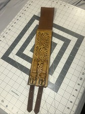 Woven Stretch Waist Belt Womens One Size Brown Wide Double Buckle Leather