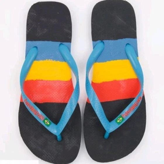 NewHavaianas Brasil Tech Men’s Flip-Flop Sandals UK9 Rubber Multicolour Striped - Image 2 of 4