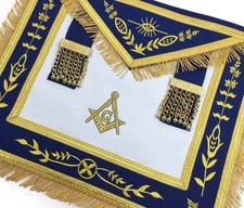 Master Mason Blue Lodge Apron Navy Blue Gold Fringe Masonic Regalia