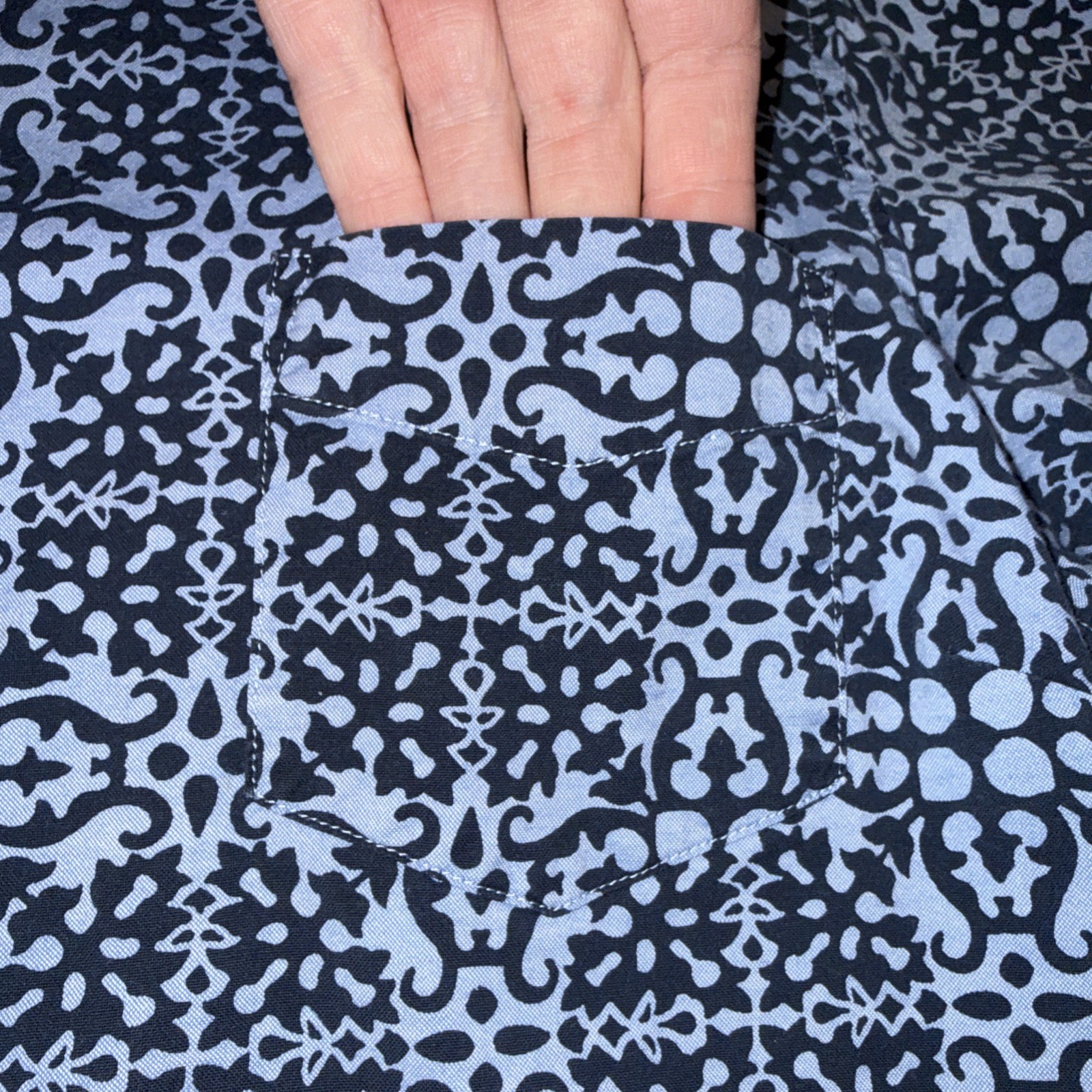 Talbots Damask Patterned Popover Blouse Mandarin … - image 6