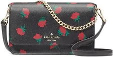 Kate Spade New York Madison Rose Toss Printed Small Flap Crossbody Black Multi