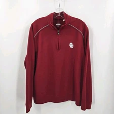 Cutter & Buck OU Oklahoma Sooners 1/4 Zip Pullover Men's Size Large Jacket Red 