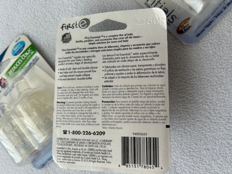 Vintage Gerber Baby Bottle Nipples Silicone Slow Flow Helps Reduce Colic 0 M+ - Image 3 of 3