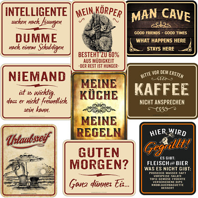 Sprüche Blechschild lustig Geschenke 22 x 17cm Grillen Büro Werkstatt Job Urlaub