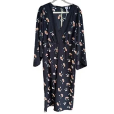 NWT ASOS Romper Women US 10 Black Floral Wide Leg Crop Wrap Boho Cottage Fairy