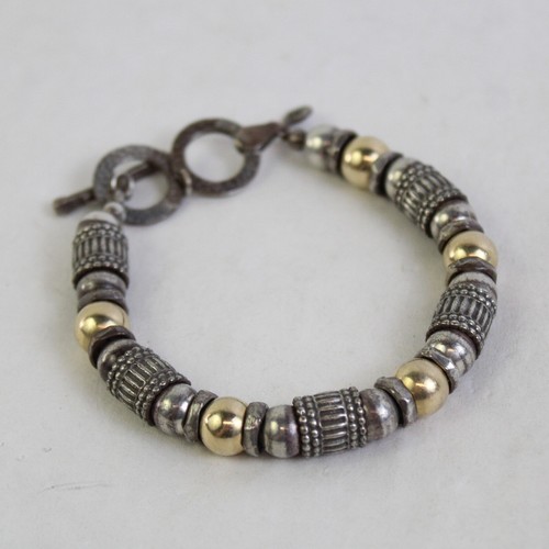 Silpada B1223 925 Sterling Silver and Gold Filled Beaded Bracelet 8" - 8.5"
