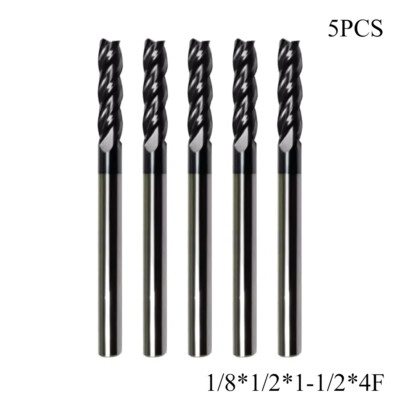New 5PCS - 1/8'' 4 FLUTE CARBIDE END MILL - TiALN COATED USA