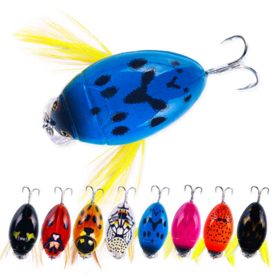 8 x Ladybird Fishing Lures Floating Creature Bug Perch Trout Chub Surface Baits