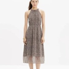 Madewell Silk Halter Midi Dress in Diamond Tile Size 0