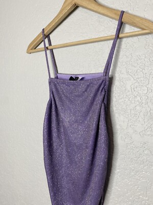 H&M Divided Purple Shimmery Metallic Ruched Mini Dress Women's Small | eBay