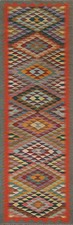 Tappeto lana runner stretto Kilim tessuto piatto sud-ovest colore pastello 2' 8" x 10' 0"