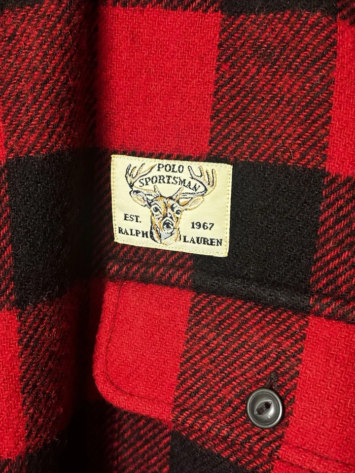 Men’s Vintage Ralph Lauren Buffalo Plaid Wool Blend Quarter Zip Size L - Image 3 of 4