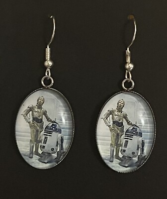 SILVER 925 STAR WARS EARRINGS R2D2  JEWELLERY C3PO SCI FI MEMORABILIA STAR WARS