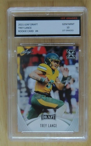 2021 TREY LANCE LEAF DRAFT XRC ROOKIE FOOTBALL CARD #4 GRADE 10 GEM MINT