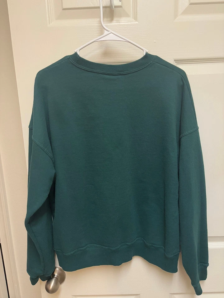 Champion Authentic Sweatshirt Womens Raglan Crew Neck Graphic Logo Green - Large - Image 2 of 3