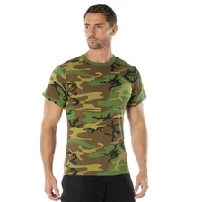 Men's Camo Short Sleeve T-Shirt - Rothco Poly/Cotton Woodland Camo Tee