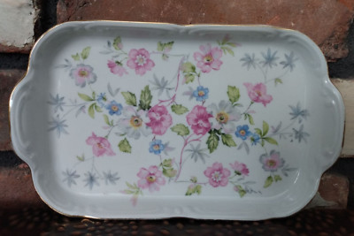 Triptis Porzellan Trinket Dish Tray Floral Pattern Rectangle Scalloped Edge