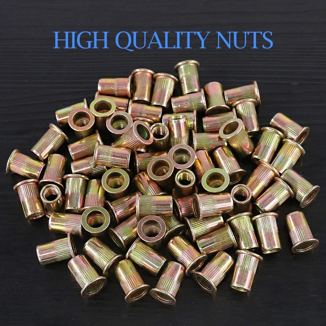 100 Pcs 5 16 18 UNC Carbon Steel Rivet Nut Flat Head Threaded Insert 100-pcs-5-16-18-unc-carbon-steel-rivet-nut-flat-head-threaded-insert