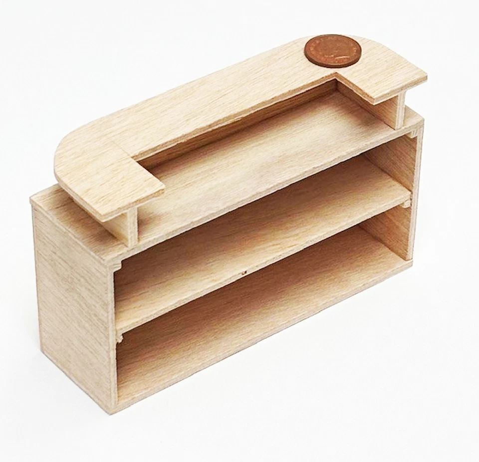 Dolls House Curved Bar Counter U Shaped Natural Finish Wooden 1:12 Scale tumdee - Image 2 of 4