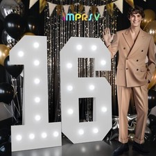 Marquee Numbers 16th-Birthday Decorations: Large 4ft Light up Number Balloon ...