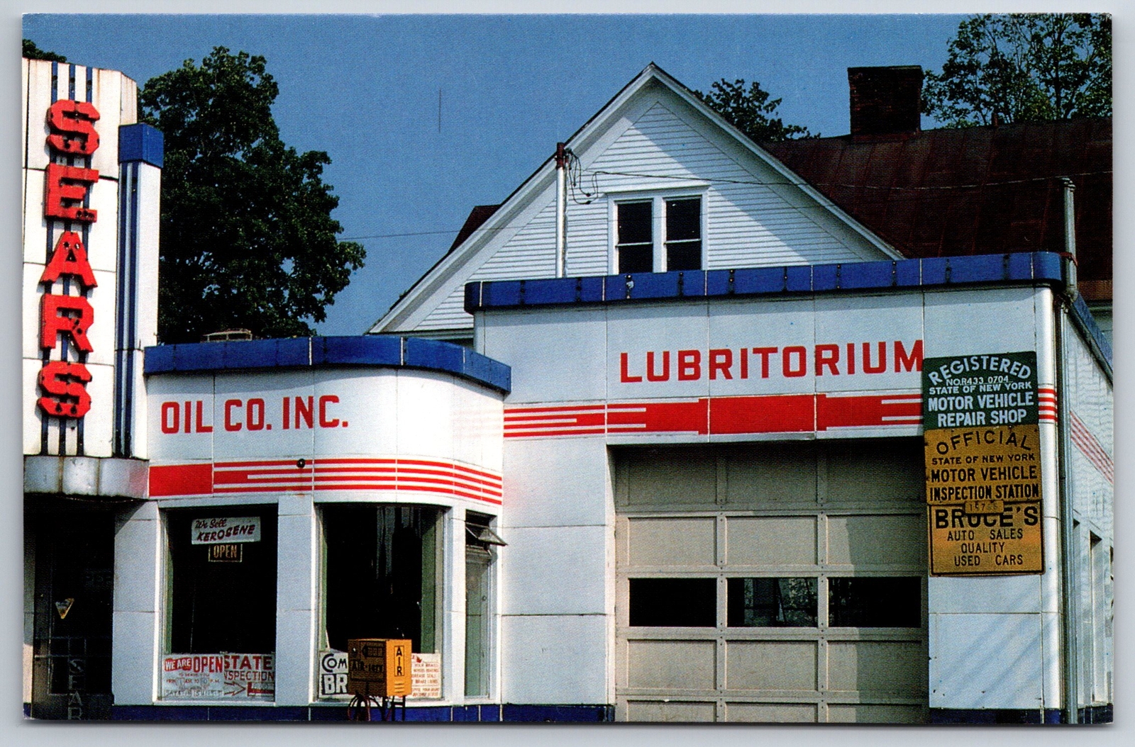 Rome New YorkBruces Service StationSearsOld Air Pump1995 Postcard