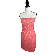 Adrianna Papell Hailey Coral Strapless Lace Mini Dress Size 4
