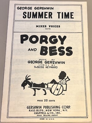  Summer Time  PORGY & BESS 1935 Sheet Music George Gershwin DuBose Heyward