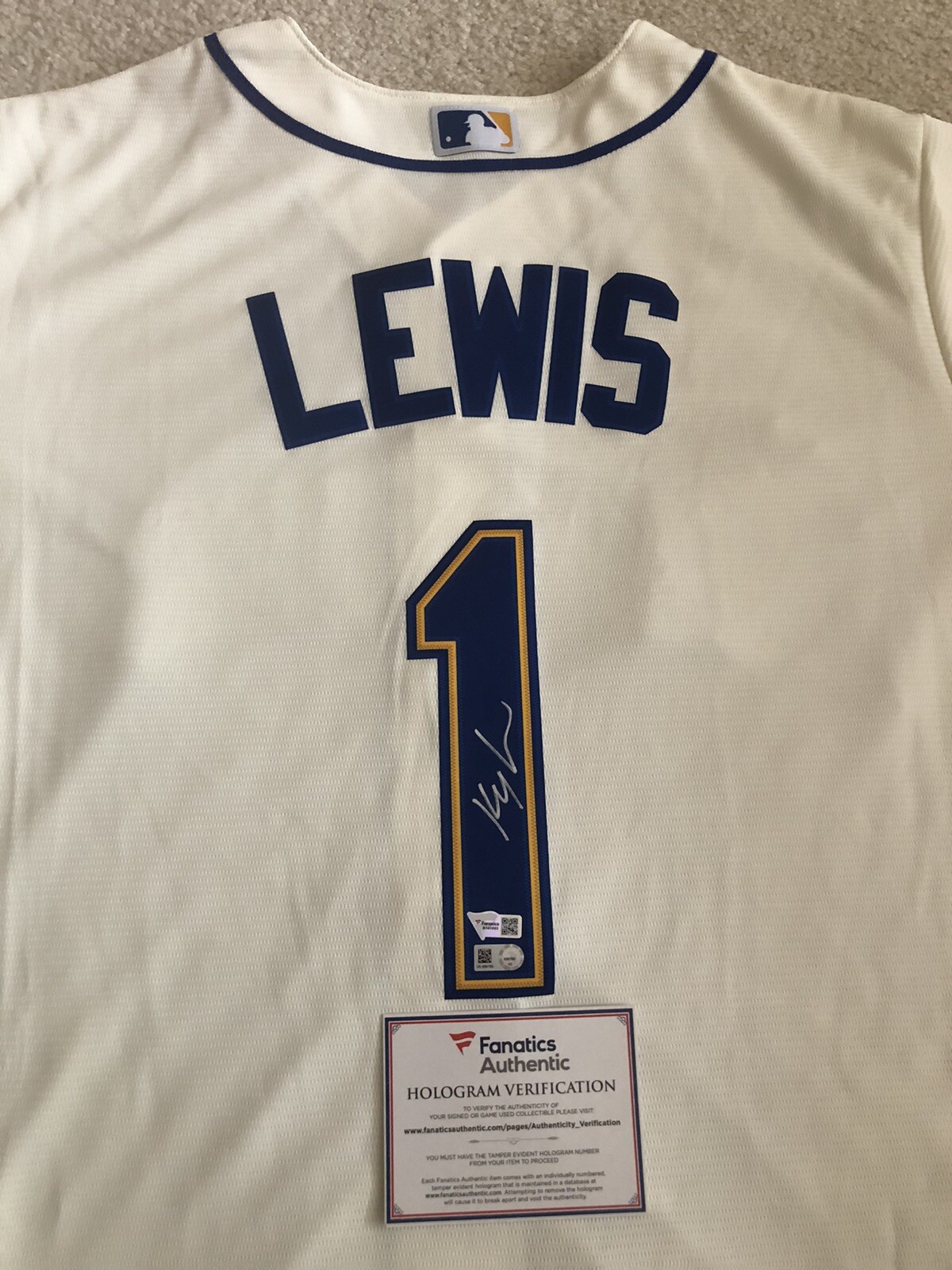 2020 AL ROY Kyle Lewis Signed Seattle Mariners Nike Cream Jersey NWT And 2 COAs