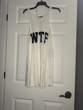 Express Sleeveless Graphic Tunic Mini Dress Wtf White W Black XS Nwt
