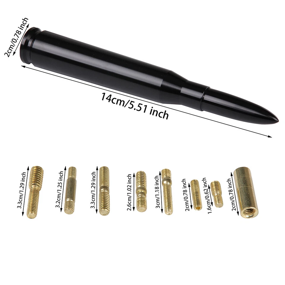 Black 50 Cal Bullet Antenna Fits For Car Dodge RAM 1500 2500 3500 4500 Trucks - Image 4 of 4