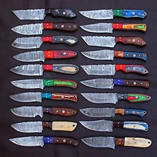 LOT OF 20 CUSTOM HANDMADE DAMASCUS STEEL FULLTANG SKINNER HUNTING EDC KNIFE 409