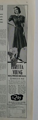 1938 women's Loretta Young Hollywood dresses by Margo de Mar vintage ad |  eBay