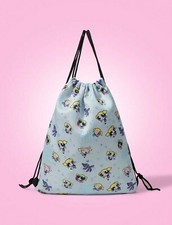 New POWERPUFF GIRLS Drawstring Backpack BUBBLES Purse BABY BLUE Tote Bag OCTI
