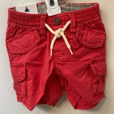 GAP NWT Pull-On Red Tie-Waist Pockets Cargo Shorts 3-6 Months