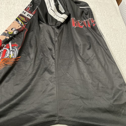 Betty Boop Shirt Motorcycle Graphic Adult XL Black Short Sleeve Biker Botton Up - Picture 21 of 22
