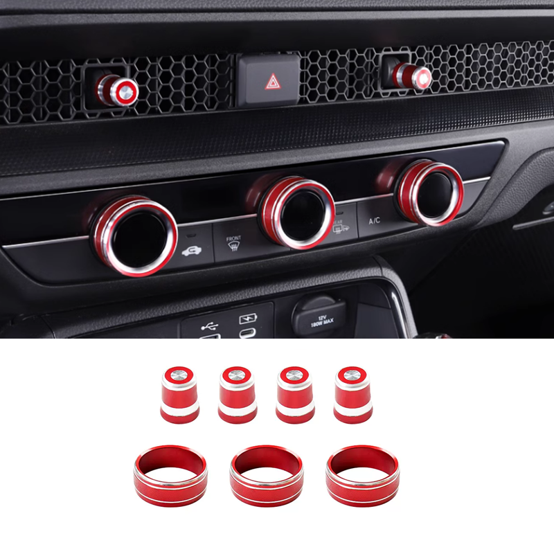 Console Air-Condition Adjust knob Red Trim Cover For Honda CRV CR-V 2023 2024