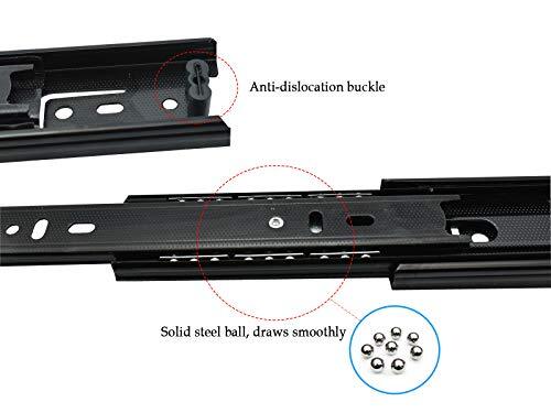 14" Drawer Slides, 3-Section Mute Full Extension Ball Bearing Side Mount, 1 Pair
