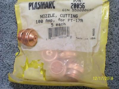 *5 PACK* ESAB PLASMARC CUTTING NOZZLE 100 AMP for  PT-17A TORCH , 20056