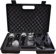SOUNDLAB Dynamic Vocal Microphone Kit with 3 Plastic Microphones, Leads & Case