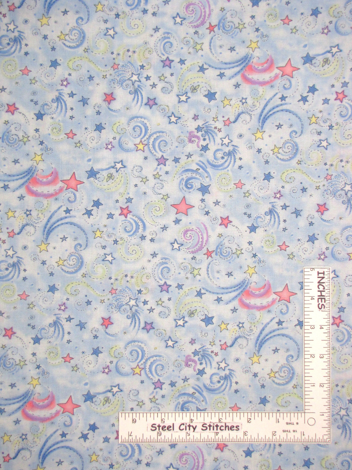 Shooting Stars Nursery Baby Blue Cotton Fabric Timeless Treasures C4369 By Yard