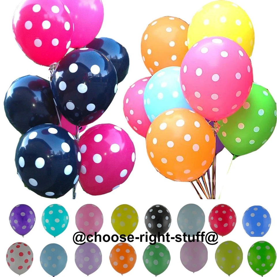 Globos de lunares de 12" globos de látex lisos de 10" 10-100 cumpleaños día de la madre Foto 4 de 4