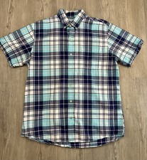 Izod Saltwater Relaxed Classics Short Sleeve Plaid Button Up Shirt Men  s Size L