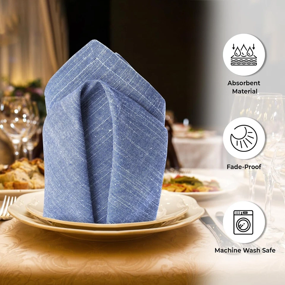 Everyday Use Dinner Napkins Set of 12 Blue White - Image 4 of 4